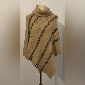 Lineamaglia Mohair Blend Turtleneck Poncho Heavy Warm Cozy Luxe Lagenlook OS